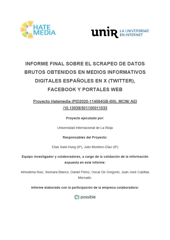 Informe final sobre el scrapeo de datos brutos obtenidos en medios informativos digitales españoles en X